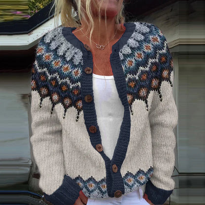 Women's Patterned Cardigan Knit Button Front