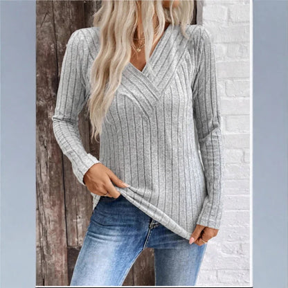 Elegant Women's Sunken Stripe Sweater