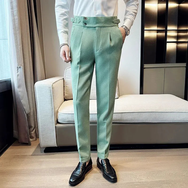 Men's Pleated Trousers Textured Front