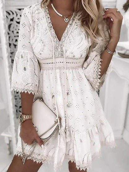 Women's Embroidered Boho Summer Dress - Vonnera