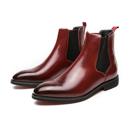 Men's Chelsea Boots Leather Red Sole Ankle High Comfortable