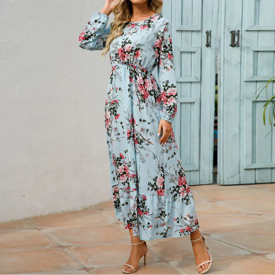 Women's Floral Long Sleeve Maxi Dress