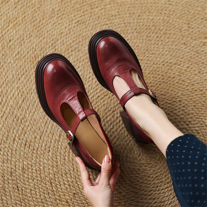 Women's Block Heel Mary Jane Shoes Round Toe Strap - Vonnera