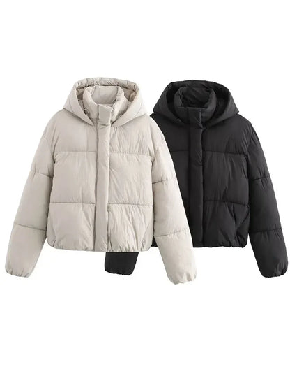 Women's Quilted Puffer Jacket Hooded Thick Warm Winter Coat - Vonnera