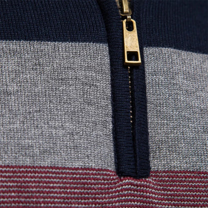 Men's Slim Fit Striped Quarter-Zip Sweater