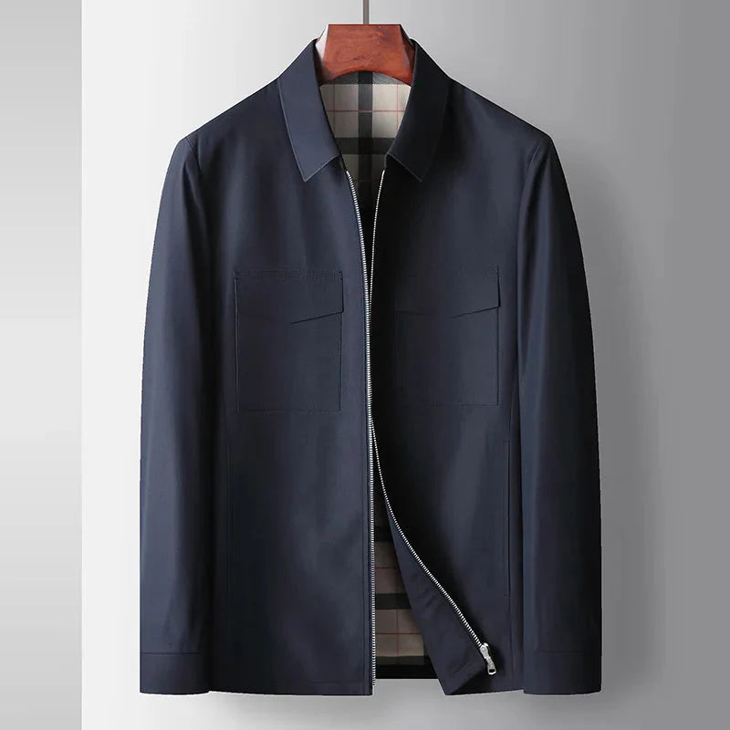 Men's Zip Front Jacket Regular Fit Collared Casual - Vonnera