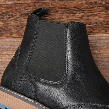 Men's Chelsea Boots Leather Ankle Brogue Brown