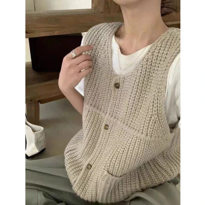 Women's Knit Button Vest