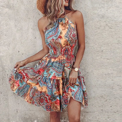 Women's Asymmetric Printed Mini Dress