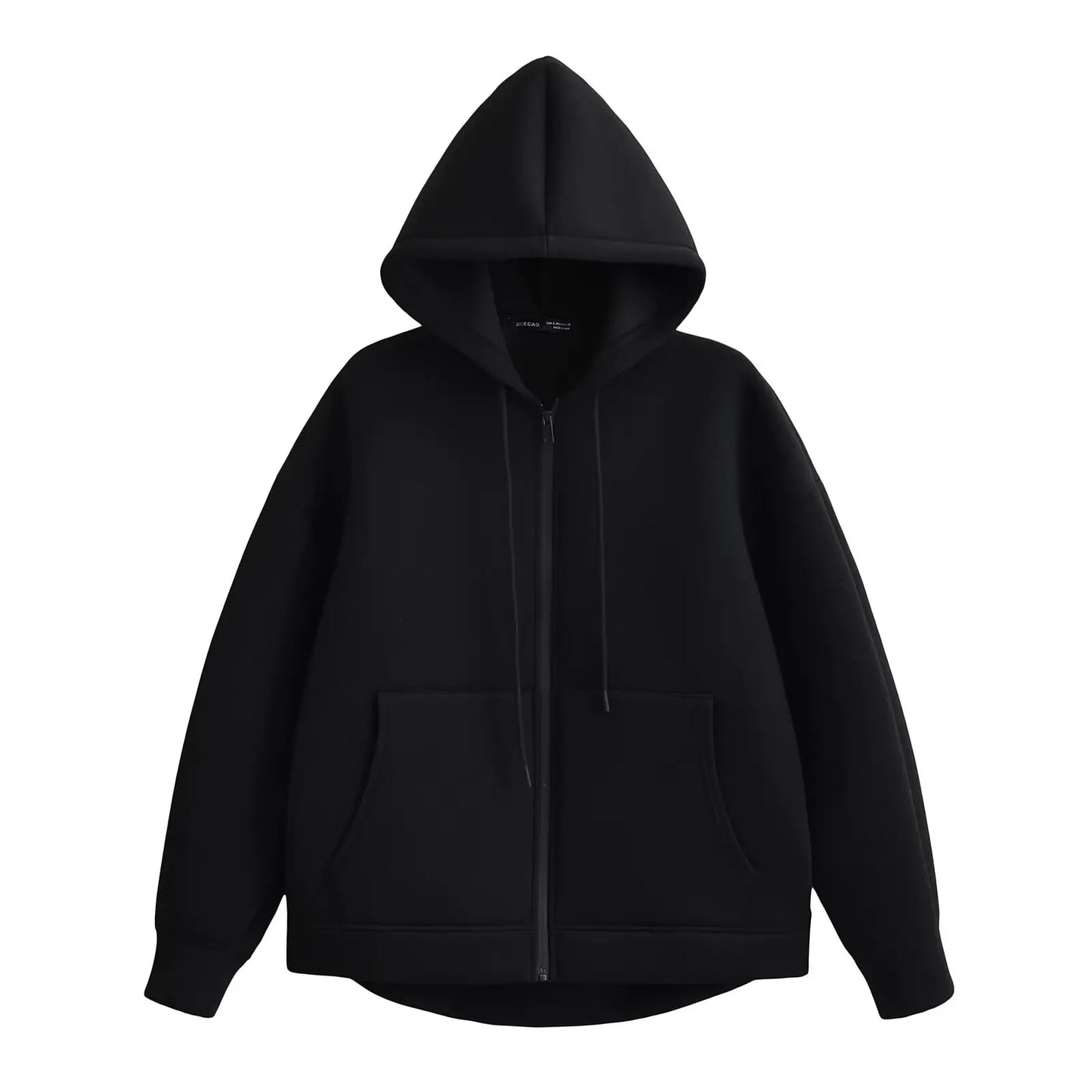 Women's Oversized Zip Hoodie Cotton Casual Black