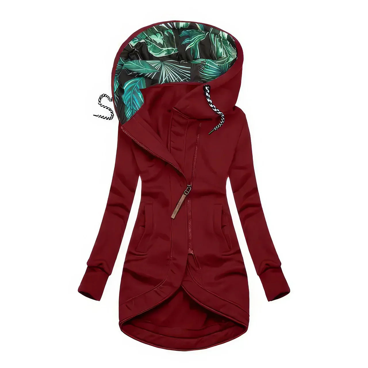 Women's Hooded Longline Zip-Up Jacket