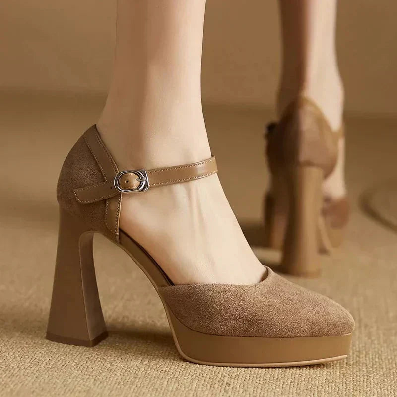 Women's Ankle Strap High Heel Pumps Block Heel - Vonnera