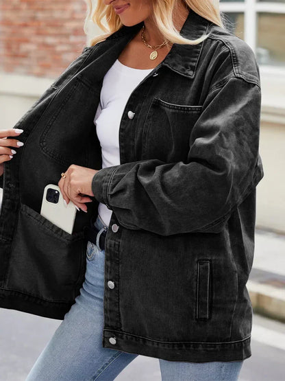 Women's Oversized Denim Jacket Casual Blue
