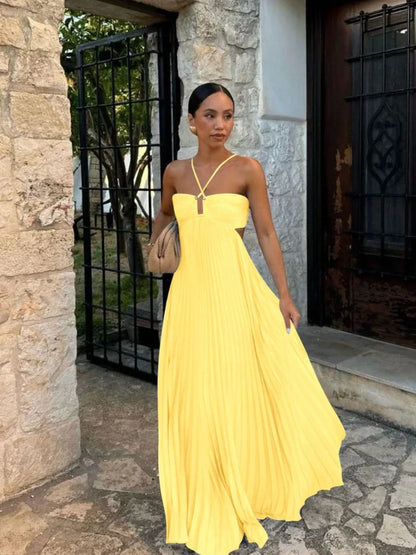 Irene Women's Pleated Maxi Dress