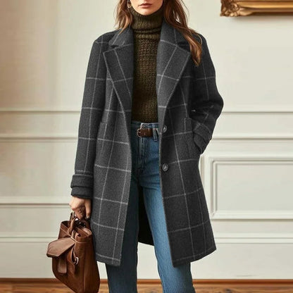 Women's Wool Plaid Coat - Vonnera