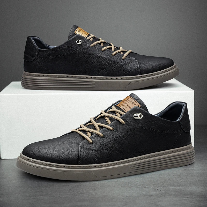 Men's Classic Sneakers Comfortable Leather Black