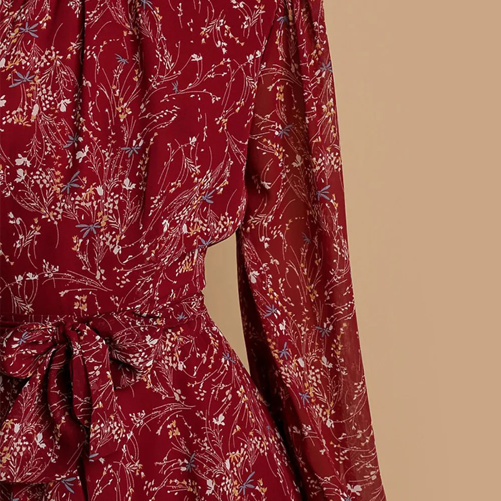 Women's Floral Mini Dress Ruffle Details