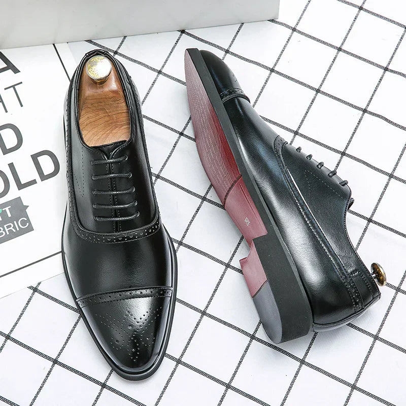 Men's Lace-Up Dress Shoes Perforated Toe - Vonnera