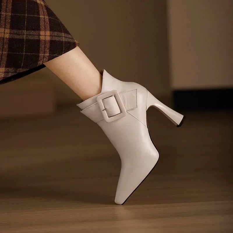 Women's Ankle Boots Pointed Heel Buckle Strap - Vonnera
