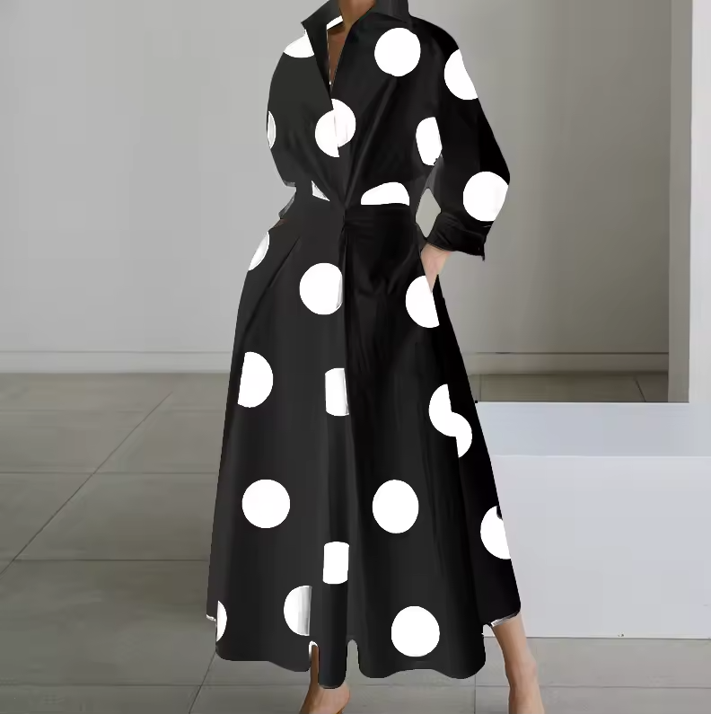 Elegant Button-Down Shirt Dress with Cinched Waist
