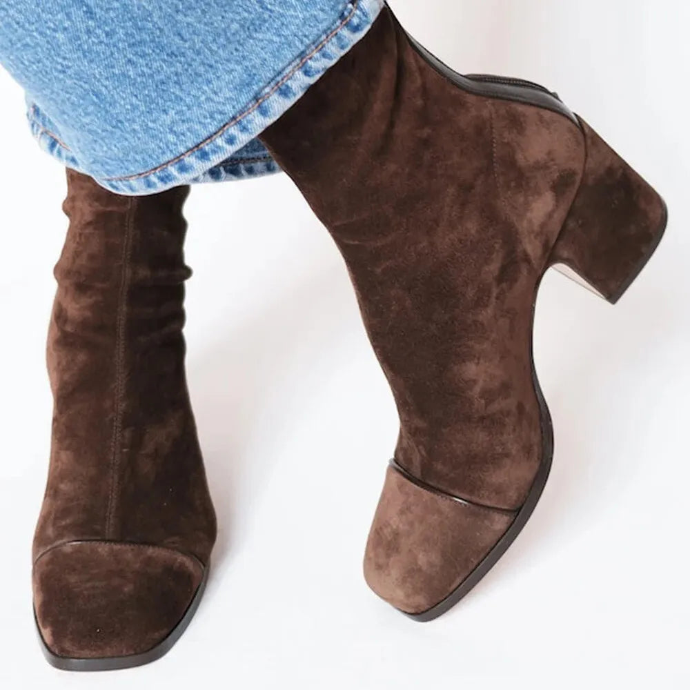 Women's Square Toe Heeled Boots - Vonnera