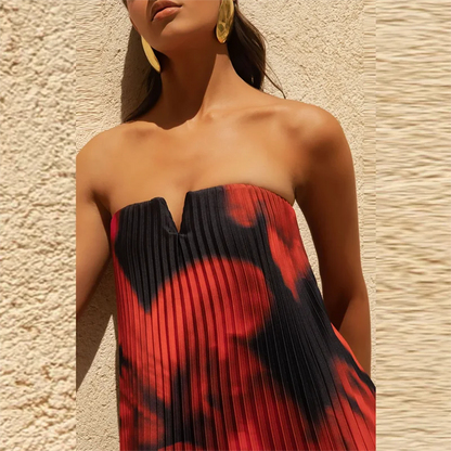 Women's Pleated Maxi Floral Dress