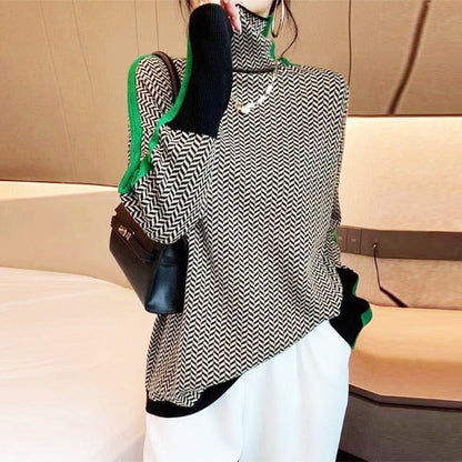Women's Turtle Neck Printed Sweater
