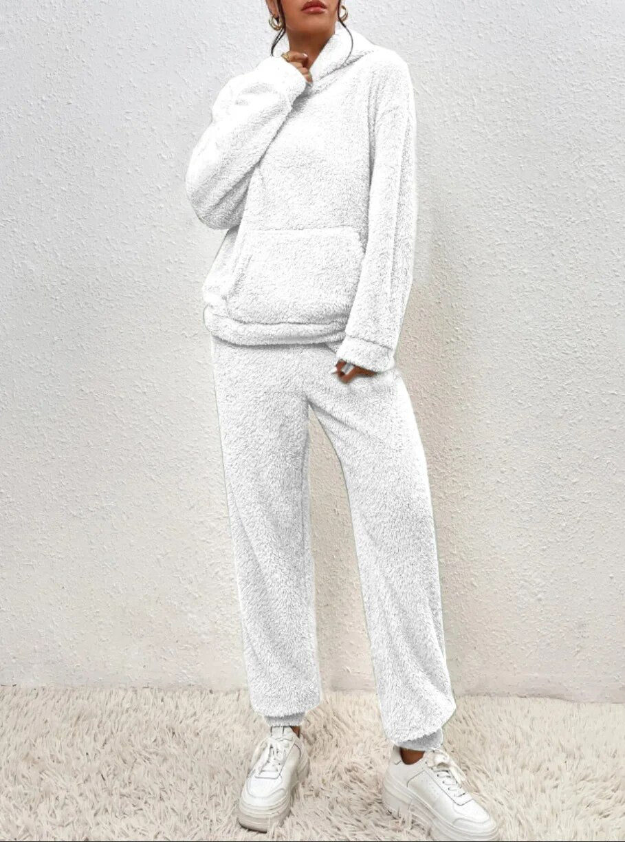 Teddy Hooded Housesuit Soft Cozy Beige