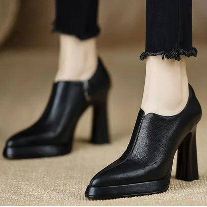 Giselle Women's Platform Pumps Block Heel Side Zipper