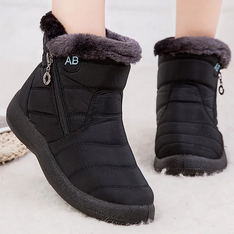 Women's Insulated Snow Boots Warm Waterproof Black - Vonnera