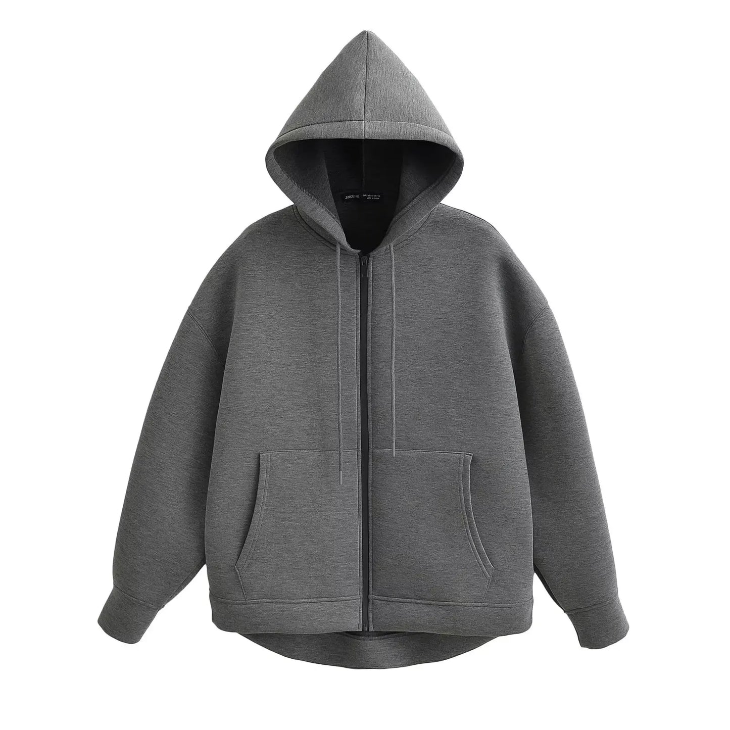 Women's Oversized Zip Hoodie Cotton Casual Black