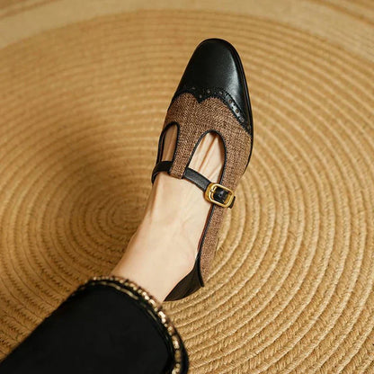 Cosima | Women's Two-Tone T-Strap Mary Jane Shoes Vintage Low Heel