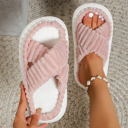 Women's Open Toe Slippers Plush Soft Cushioned Sole