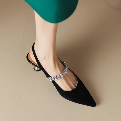 Seraphina Women's Pointed Toe Pumps Crystal Strap Heels