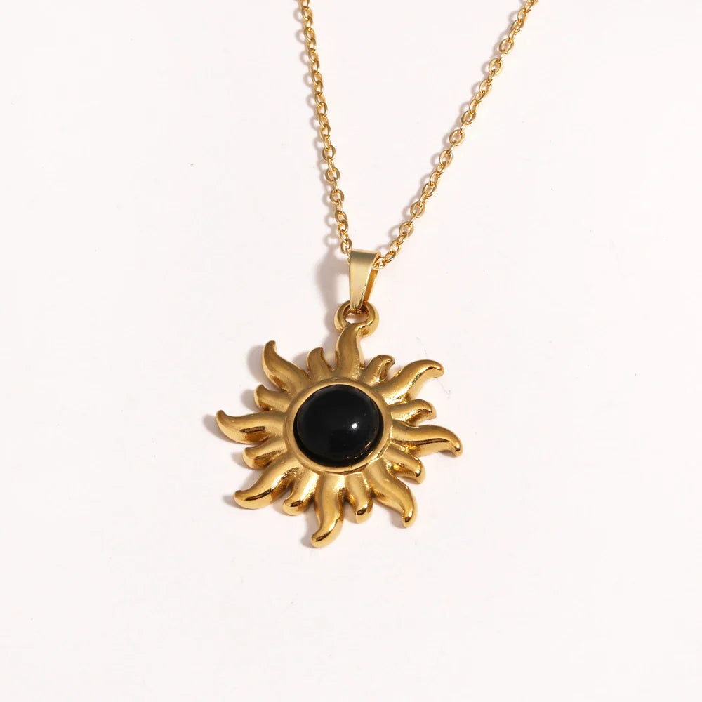 Aurora Spiral Sun Pendant Silver Tone