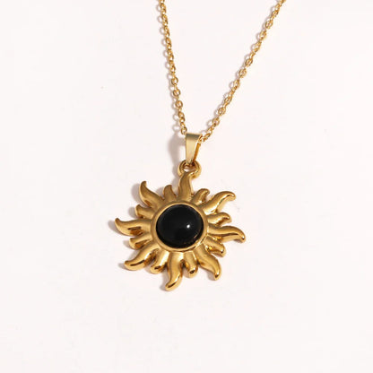 Aurora Spiral Sun Pendant Silver Tone