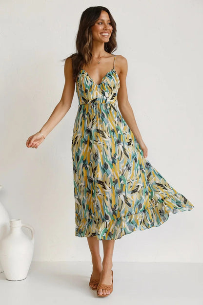 Women's Midi Dress Spaghetti Straps