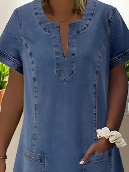 Women's Soft Denim Midi Dress Blue