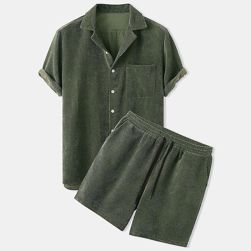 Men's Summer Ribbed Clothing Set Comfortable Warm Weather
