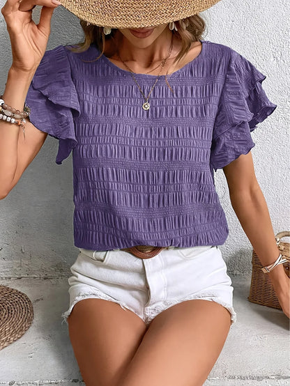 Women's Ruffle Blouse Lightweight White