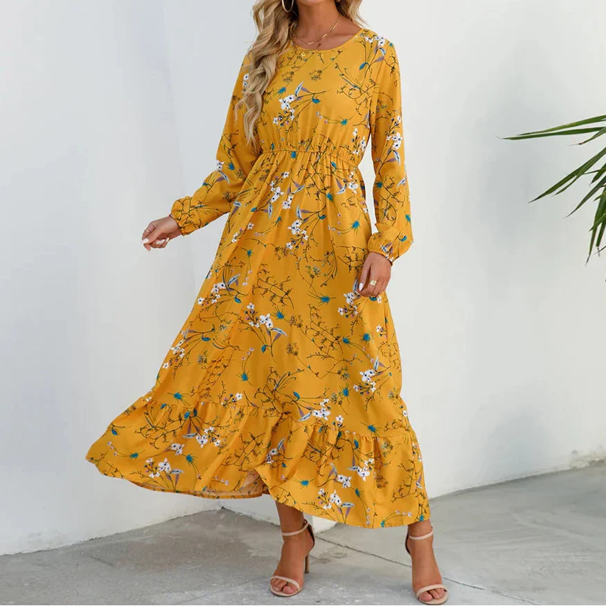 Women's Maxi Floral Long Sleeve Summer Dress