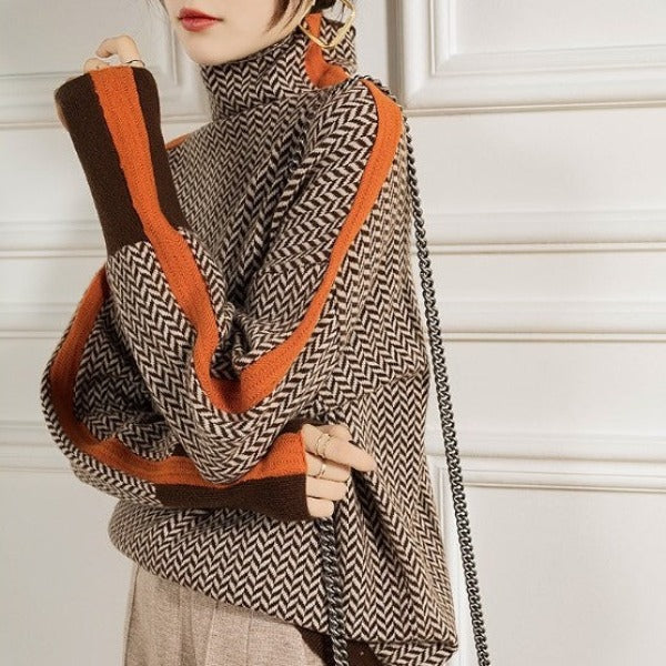 Women's Long Sleeve Sweater Contrasting Trim