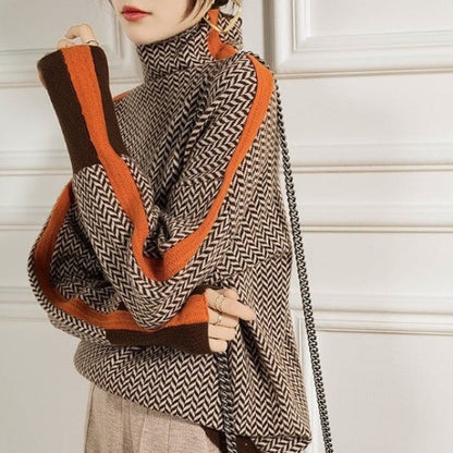 Women's Herringbone Turtleneck Sweater