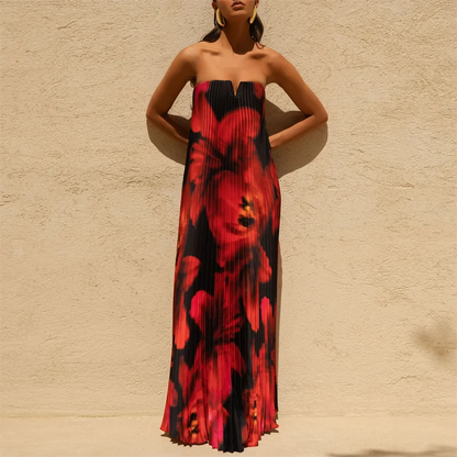 Women's Strapless Floral Maxi Dress