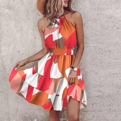 Women's Asymmetric Printed Mini Dress
