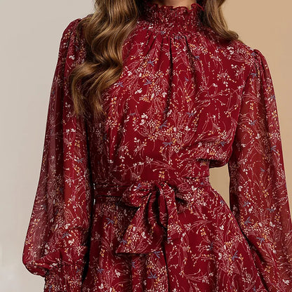 Women's Floral Mini Dress Ruffle Details