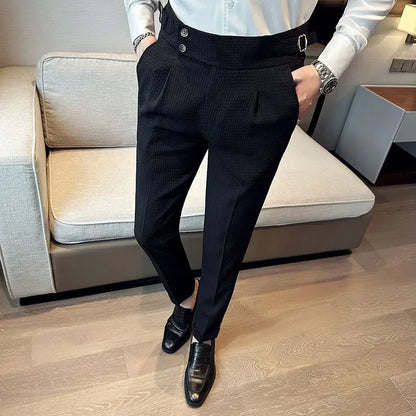 Men's Pleated Trousers Textured Front