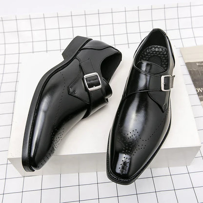 Men's Dress Shoes Single Strap Buckle Design