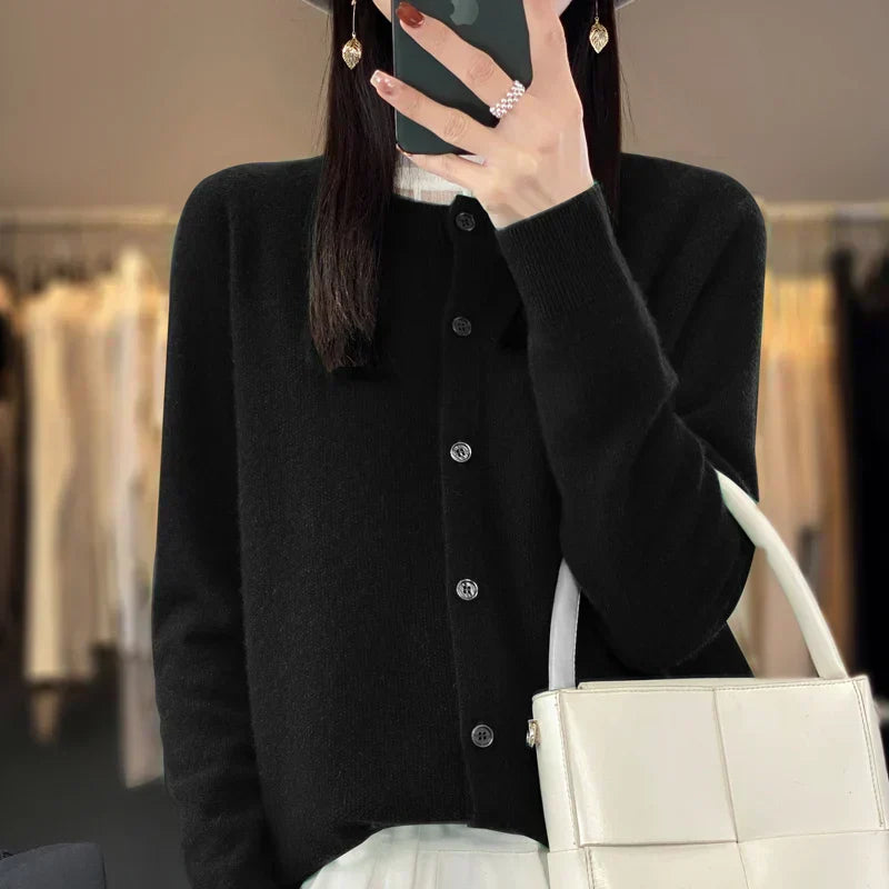 Women's Knitted Cardigan Round Neckline