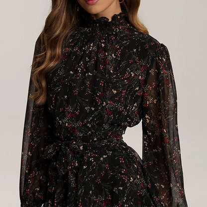 Women's Floral Mini Dress Ruffle Details